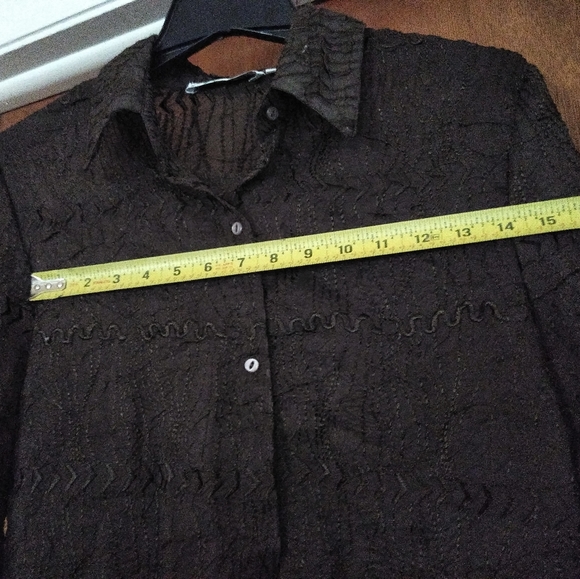 Was💲8! 🎉5/$20Dressbarn embroidered chiffon button down - Picture 8 of 9